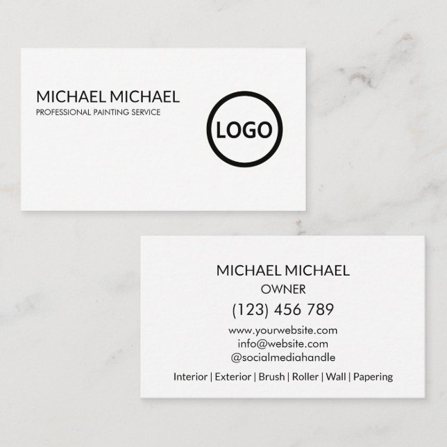 Modern Professional Painting Service Decoration Business Card (Front/Back)