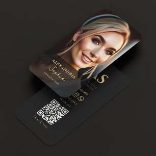 Modern Professional Photo Elegant Black Gold Business Card