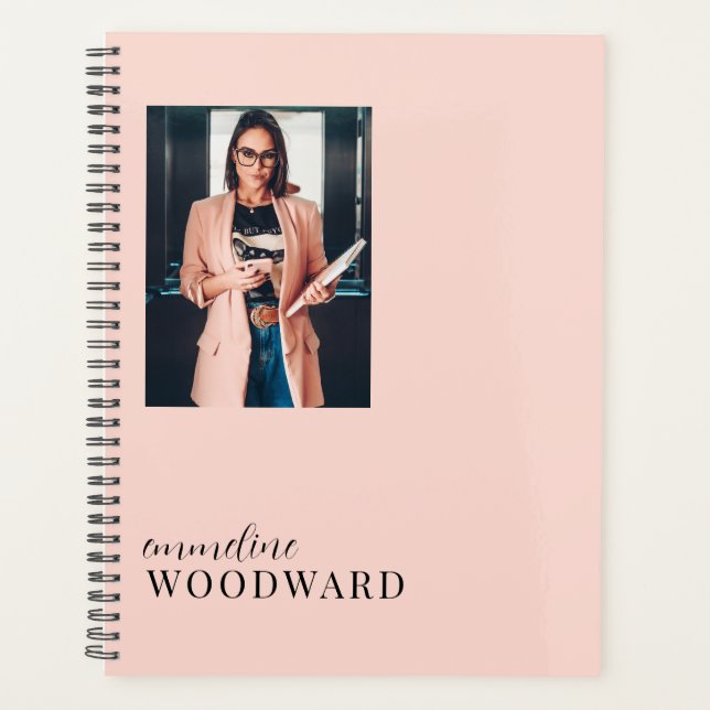 Modern Professional Photo Peach Pink Personalized Planner (Front)