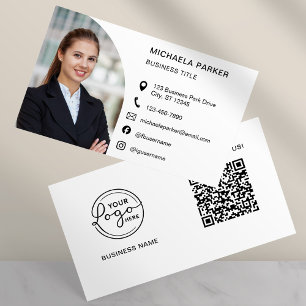 Modern Professional Photo QR Code Social Media Business Card