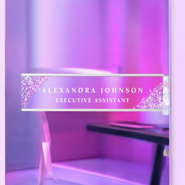 Modern Professional Pink Purple Sparkle Glitter Door Sign (Creator Uploaded)
