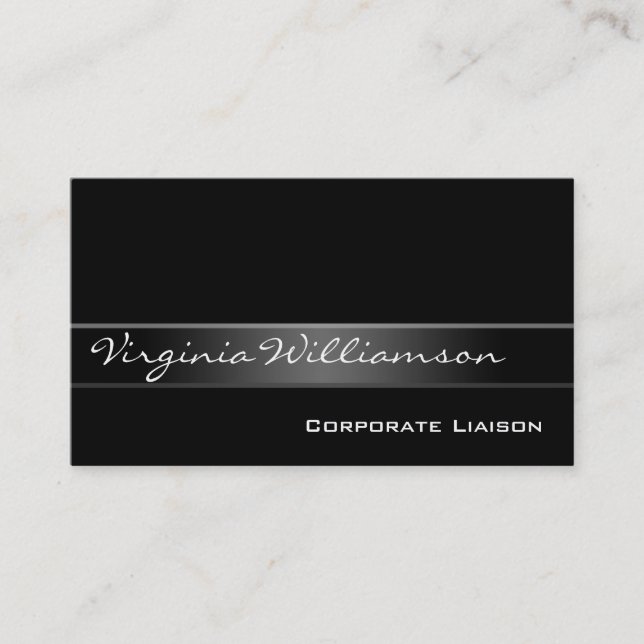 Modern Professional Plain Black Business Cards (Front)