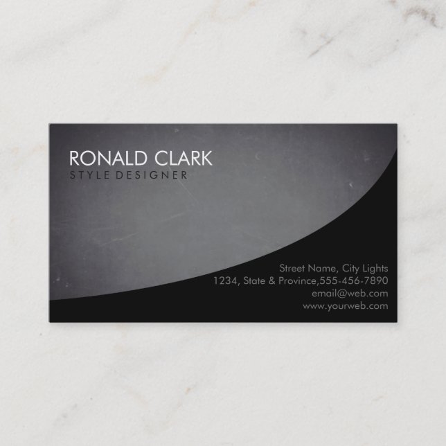Modern Professional Plain Black Chalkboard Business Card (Front)