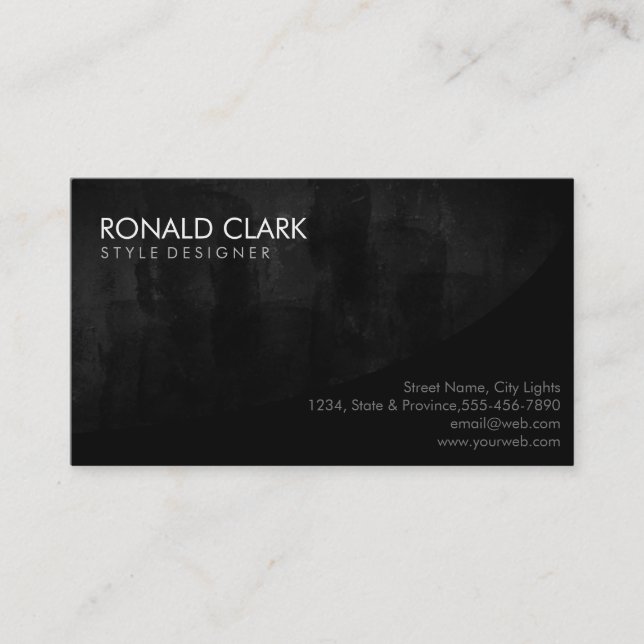 Modern Professional Plain Black Chalkboard Business Card (Front)