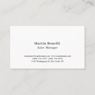Modern Professional Plain Black & White Classical Business Card