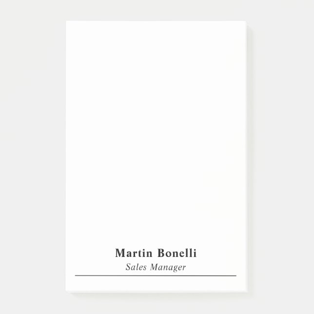 Modern Professional Plain Black & White Classical Post-it Notes (Front)