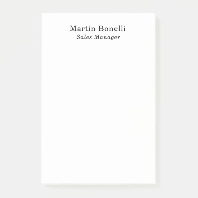 Modern Professional Plain Black & White Classical Post-it Notes (Front)