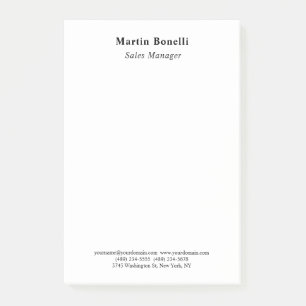 Modern Professional Plain Black & White Classical Post-it Notes