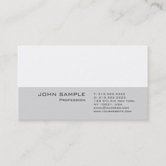 Modern Professional Plain Simple Elegant Grey Business Card (Front)