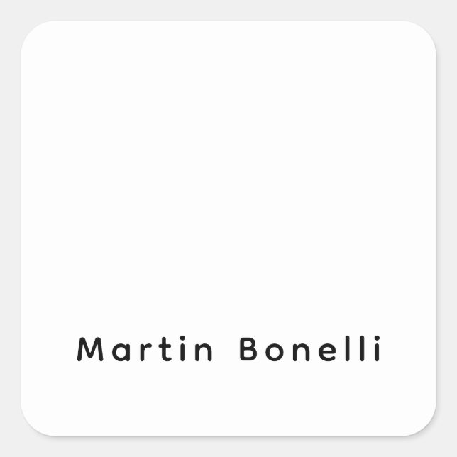 Modern Professional PlainCustom Own Name Square Sticker (Front)