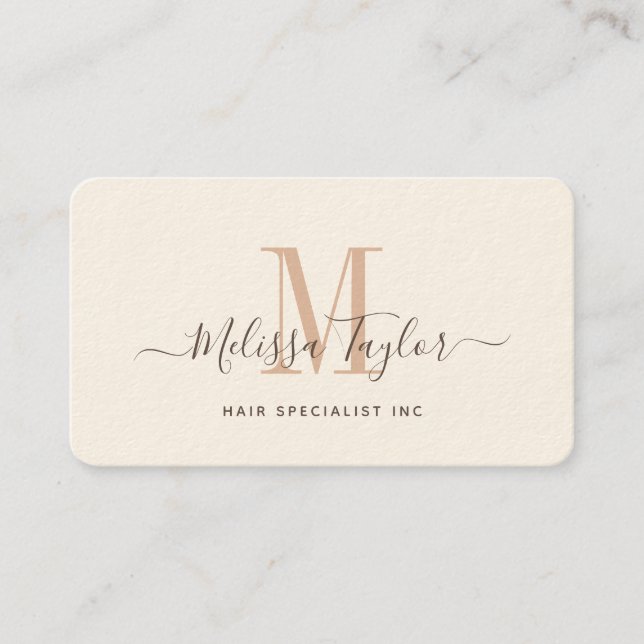 Modern Professional Premium Cream and Brown Photo Business Card (Front)