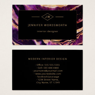 Modern Professional Purple Black Abstract Agate