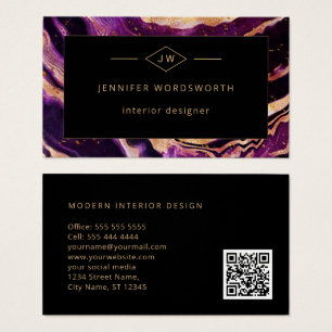 Modern Professional Purple Black Abstract QR Code