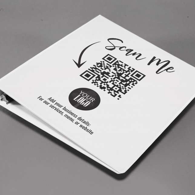 Modern Professional QR Code Template Binder (Scan me black and white logo and QR code binder. )