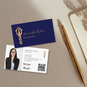 Modern Professional Real Estate Add Photo QR Code Business Card