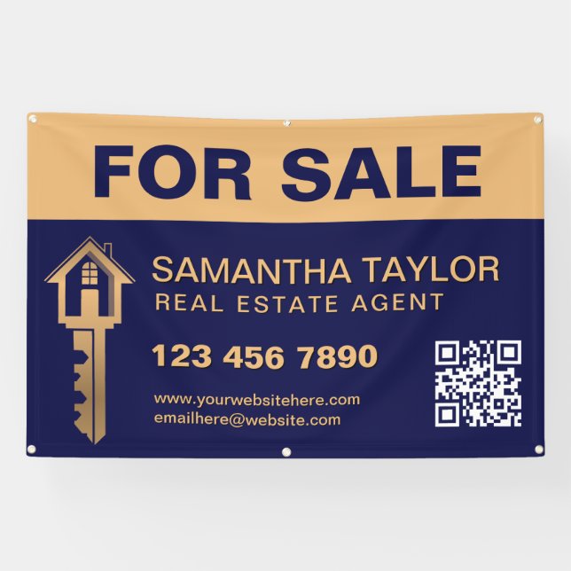 Modern Professional Real Estate For Sale QR Code Banner (Horizontal)