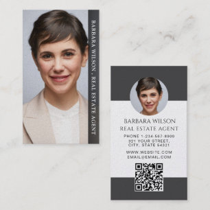 Modern Professional Real Estate Photo QR Code Business Card