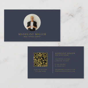 Modern Professional Real Estate Photo QR Code Business Card