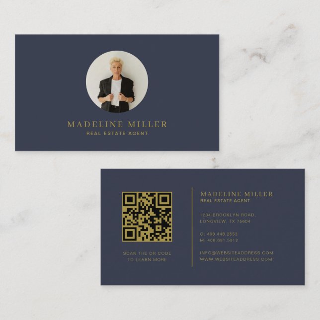Modern Professional Real Estate Photo QR Code Business Card (Front/Back)