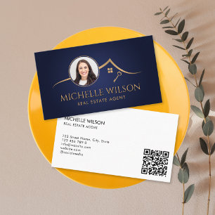 Modern Professional Real Estate Photo QR Code Business Card