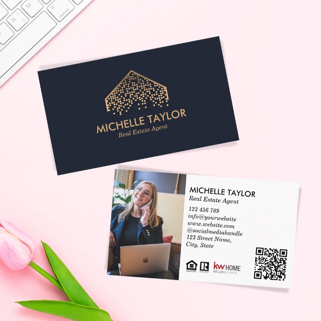 Modern Professional Real Estate Photo QR Code Business Card (Creator Uploaded)