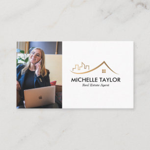 Modern Professional Real Estate Realtor Photo QR Business Card