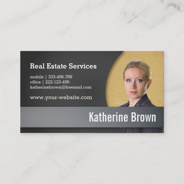 Modern, Professional, Real Estate Services, Photo Business Card (Front)