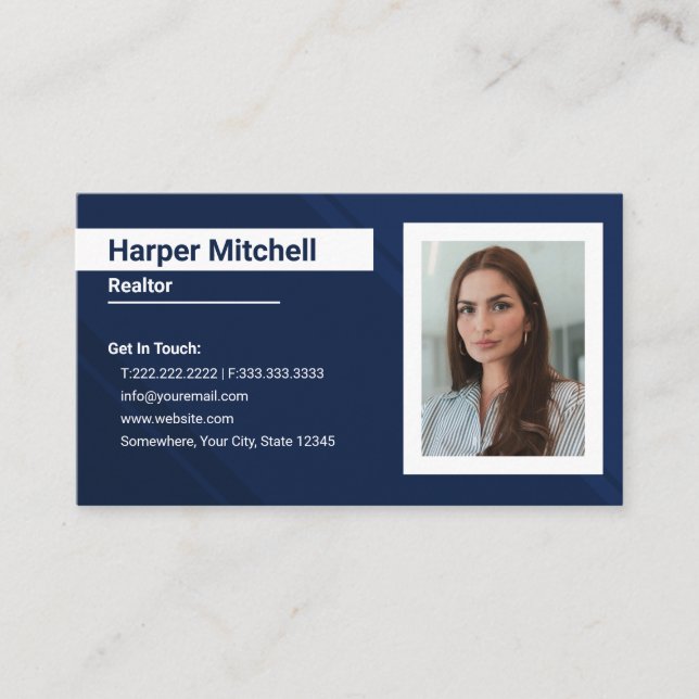 Modern Professional Realtor Photo Business Card (Front)