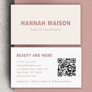 Modern, professional, salon, beige, Qr-Code Business Card