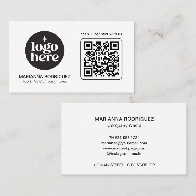 Modern Professional Scannable Logo Business Card (Front/Back)