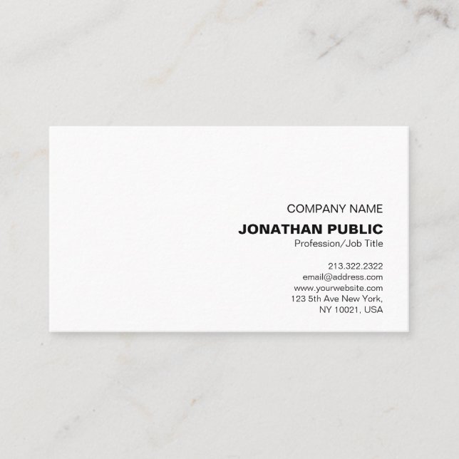 Modern Professional Simple Elegant White Business Card (Front)