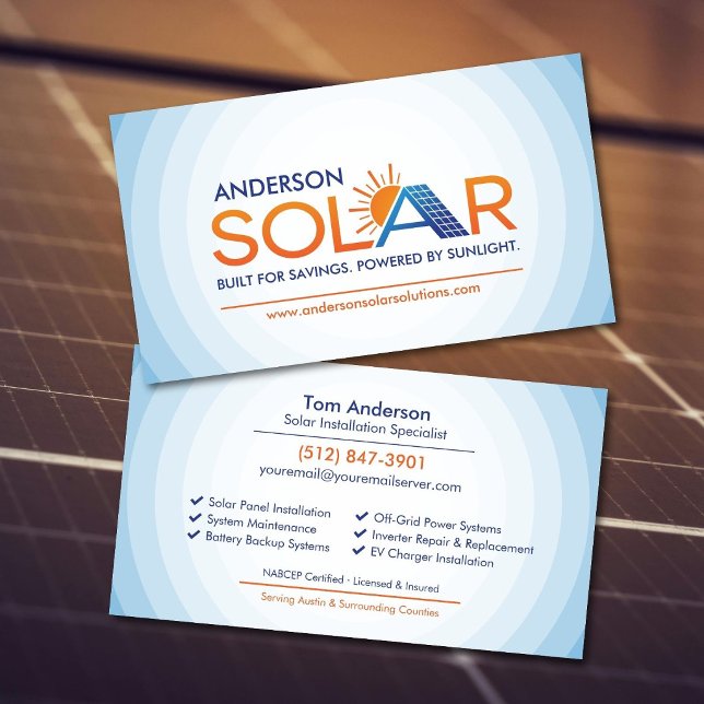 Modern Professional Solar Panel Installation Business Card (Creator Uploaded)