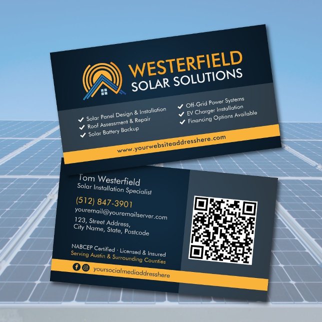 Modern Professional Solar Panel Installation Business Card (Creator Uploaded)