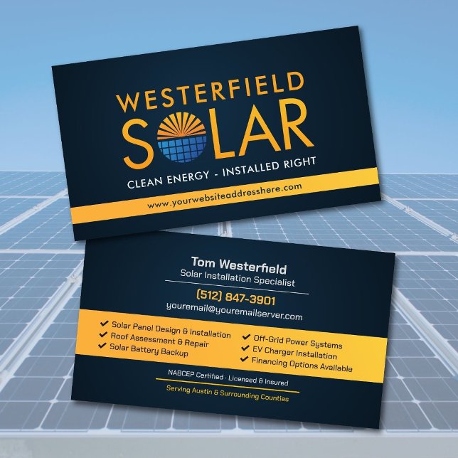 Modern Professional Solar Panel Installation Business Card (Creator Uploaded)