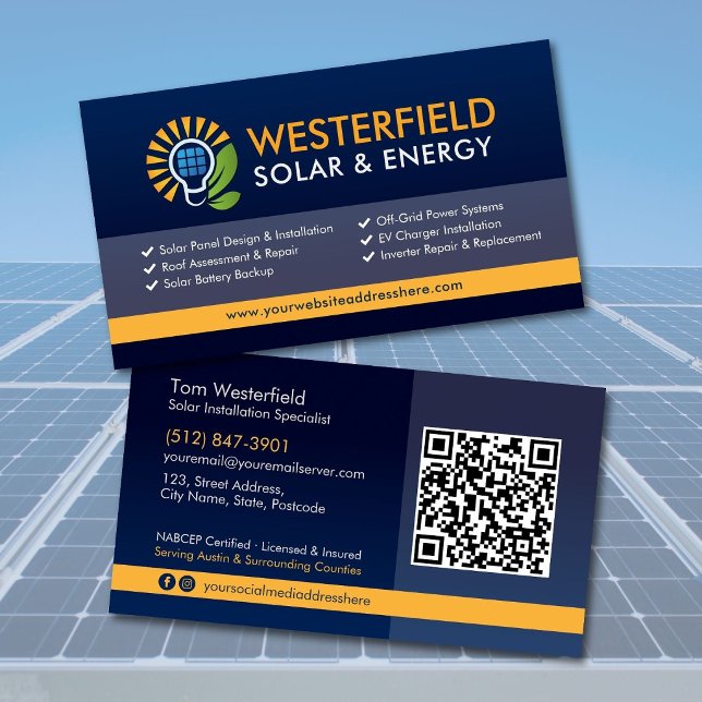Modern Professional Solar Panel Installation Business Card (Creator Uploaded)