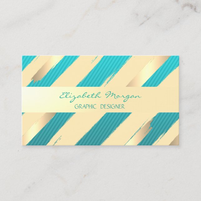 Modern Professional Stylish ,Stripes,Faux Gold Business Card (Front)
