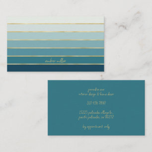 Modern Professional Teal Gold Stripes Business Card