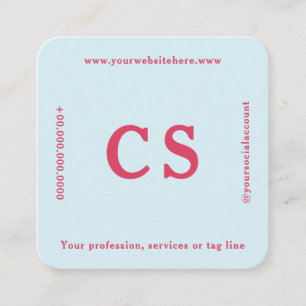Modern Professional Template Pink-Red & Light Blue Square Business Card