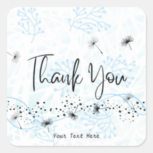 Modern Professional Thank You Typography Blue Square Sticker