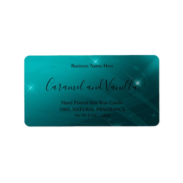 Modern Professional Turquoise Candle  Label (Front)