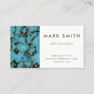 Modern Professional Turquoise Stone Gold Business Card