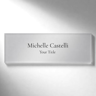 Modern Professional Unique Metalic Grey Name Tag