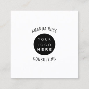 Modern Professional White Luminous Custom Logo Square Business Card