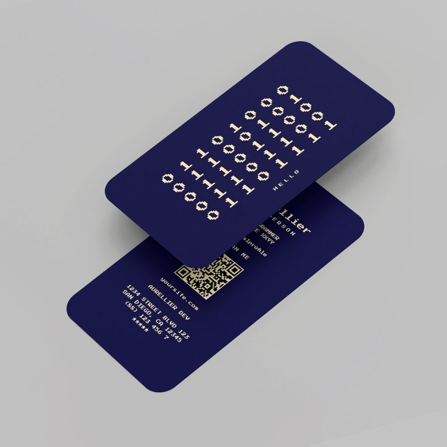 Modern Programmer Developer Midnight Blue Gold Business Card (Modern Programmer Coder Dev Midnight Blue Gold Business Card
)