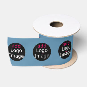 Modern Promo Customizable Business Dusty Blue Satin Ribbon
