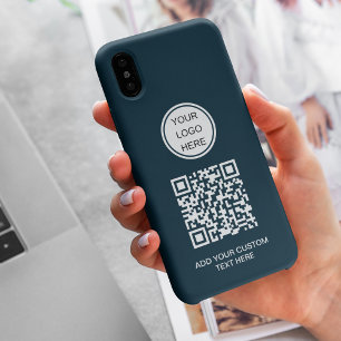 Modern Promotional Business Logo qr Code Navy Blue iPhone 11 Pro Case
