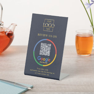 Modern Promotional Google Reviews QR Code Business Pedestal Sign