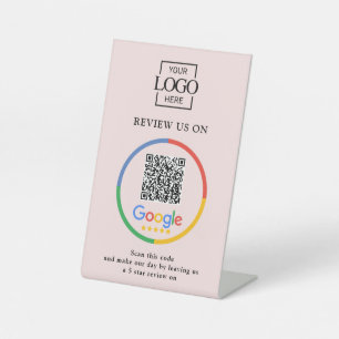 Modern Promotional Google Reviews QR Code Business Pedestal Sign