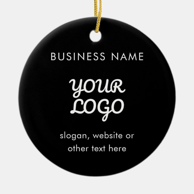 Modern Promotional Logo & Text | Editable Colour Ceramic Ornament (Front)