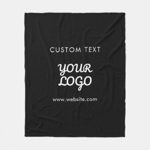 Modern Promotional Logo & Text   Editable Colour Fleece Blanket